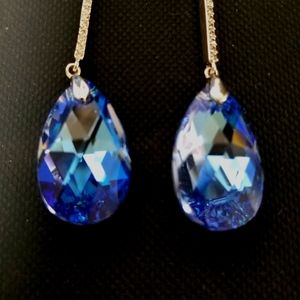 Large Swarovski Waterdrop Crystal CZ Earrings